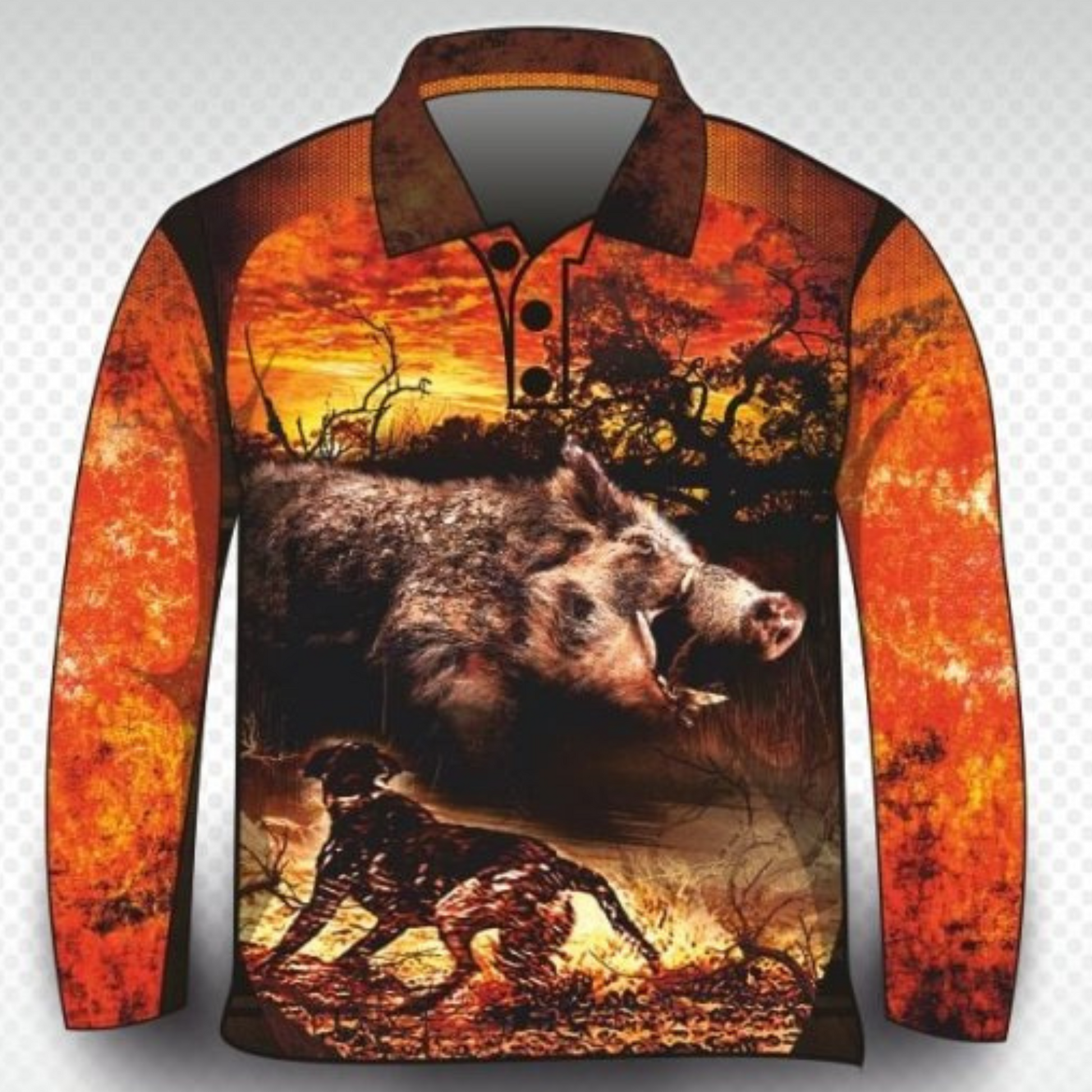 Hunting | The Hunt Orange Hunting Shirt Long or Short Sleeve Z and TEE boar BOYS DESIGNS fishing hog hogs hunting HUNTING DESIGNS LJM men MEN'S DESIGNS mens pig pig hunting pigging Preorder quick dry spo-default spo-disabled sun sun shirt sun shirts sunsafe uv
