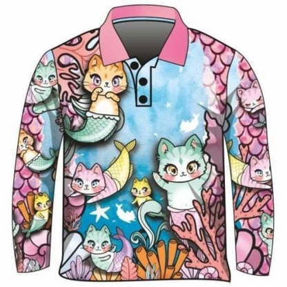 Kids | Mermazing Mercat Shirt Long or Short Sleeve Z and TEE camping cat fishing GIRL'S DESIGNS girls kid Kid's Fishing Kid's Fishing Apparel Kid's Fishing Shirt Kid's Uv Rated Shirts kids KIDS ALL kids design KIDS DESIGNS Kids UV rated shirt kitty LJM merkitty mermaid pink Preorder purcat purrcat quick dry spo-default spo-disabled sun sun shirt sun shirts sunsafe uv