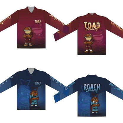QLD Maroons Toad Country Fishing Shirt v2  Pre-Order  Z and TEE camping fishing football footy LJM maroons men mens origin Preorder qld queenslander quick dry rugby spo-default spo-disabled state of origin sun sun shirt sun shirts sunsafe uv