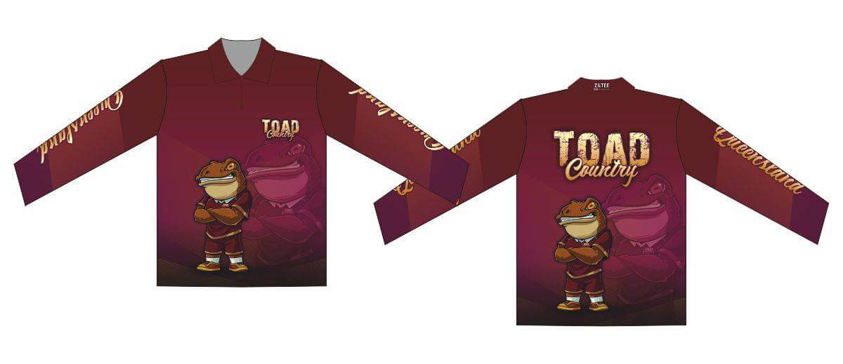 QLD Maroons Toad Country Fishing Shirt v2  Pre-Order  Z and TEE camping fishing football footy LJM maroons men mens origin Preorder qld queenslander quick dry rugby spo-default spo-disabled state of origin sun sun shirt sun shirts sunsafe uv