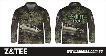 4x4 | Send It 4x4 Khaki Shirt Z and TEE 4wd 4x4 4X4 DESIGNS boy boys camping cape en fishing LJM men MEN'S DESIGNS mens Preorder quick dry spo-default spo-disabled sun sun shirt sun shirts sunsafe tip travel uv