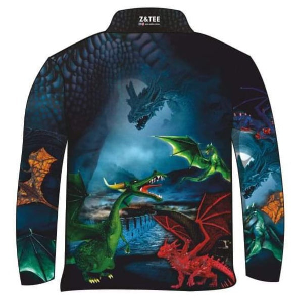 Kids | Castle of Dragons Shirt Long or Short Sleeve Z and TEE blue boys BOYS DESIGNS camping fishing Kid's Fishing Kid's Fishing Apparel KIDS KIDS ALL kids design KIDS DESIGNS Kids UV rated shirt LJM Preorder quick dry spo-default spo-disabled sun sun shirt sun shirts sunsafe uv