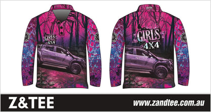 4x4 | Girls Bush Pink Purple Shirt Z and TEE 4wd 4x4 4X4 DESIGNS camping cape fishing girl girls GIRLS DESIGNS LJM Preorder quick dry spo-default spo-disabled sun sun shirt sun shirts sunsafe tip travel uv womens
