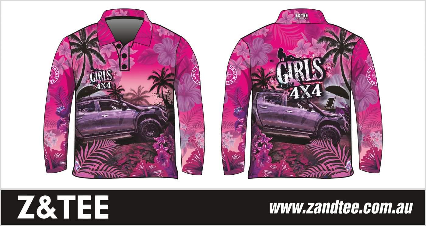 4x4 | Girls 4x4 Tropical Pink Shirt Z and TEE 4wd 4x4 4X4 DESIGNS camping cape fishing FLORAL girl girls GIRLS DESIGNS LJM Preorder quick dry spo-default spo-disabled sun sun shirt sun shirts sunsafe tip travel uv WOMEN'S DESIGNS womens