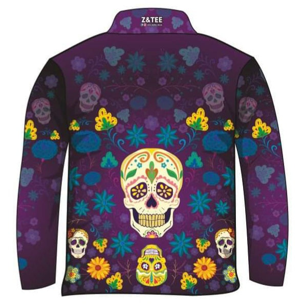 Women's | Sugar Skull Shirt Long or Short Sleeve Z and TEE camping cowgirl fishing Floral flower Flowers Girls GIRLS DESIGNS KIDS KIDS ALL kids design KIDS DESIGNS Kids UV rated shirt LJM Preorder quick dry spo-default spo-disabled sun sun shirt sun shirts sunsafe uv western Women WOMEN'S DESIGNS womens