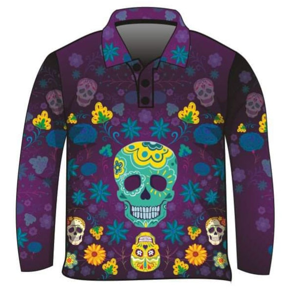 Women's | Sugar Skull Shirt Long or Short Sleeve Z and TEE camping cowgirl fishing Floral flower Flowers Girls GIRLS DESIGNS KIDS KIDS ALL kids design KIDS DESIGNS Kids UV rated shirt LJM Preorder quick dry spo-default spo-disabled sun sun shirt sun shirts sunsafe uv western Women WOMEN'S DESIGNS womens