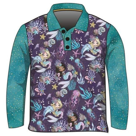 Kids | Mermaid Squad Shirt Long or Short Sleeve Z and TEE camping fishing GIRL GIRL'S DESIGNS Girl's Fishing Girls KIDS KIDS ALL kids design KIDS DESIGNS Kids UV rated shirt LJM Preorder quick dry spo-default spo-disabled sun sun shirt sun shirts sunsafe uv