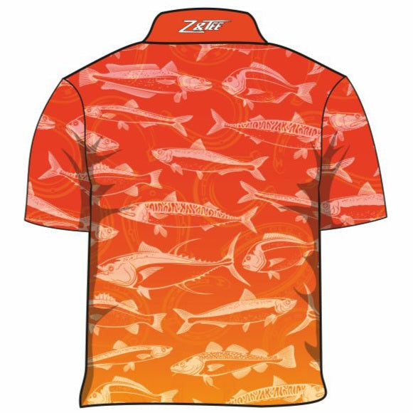 Fishing | Lucky Pattern Orange Fishing Shirt Long or Short Sleeve Z and TEE boy boys BOYS DESIGNS camping FISH FISH DESIGNS FISHING fishing shirt fishing shirts HER ALL KIDS KIDS ALL kids design KIDS DESIGNS Kids UV rated shirt LJM men MEN'S DESIGNS mens MENS DESIGNS PATTERN AND PLAIN DESIGNS Preorder quick dry spo-default spo-disabled sun sun safe sun shirt sun shirts SUN SMART sunsafe sunsmart swim shirt uv z&tee