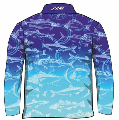 Fishing | Lucky Pattern Blue Fishing Shirt Long or Short Sleeve Z and TEE boy boys BOYS DESIGNS camping FISH FISH DESIGNS FISHING fishing shirt fishing shirts HER ALL KIDS KIDS ALL kids design KIDS DESIGNS Kids UV rated shirt LJM men MEN'S DESIGNS mens MENS DESIGNS PATTERN AND PLAIN DESIGNS Preorder quick dry spo-default spo-disabled sun sun safe sun shirt sun shirts SUN SMART sunsafe sunsmart swim shirt uv z&tee