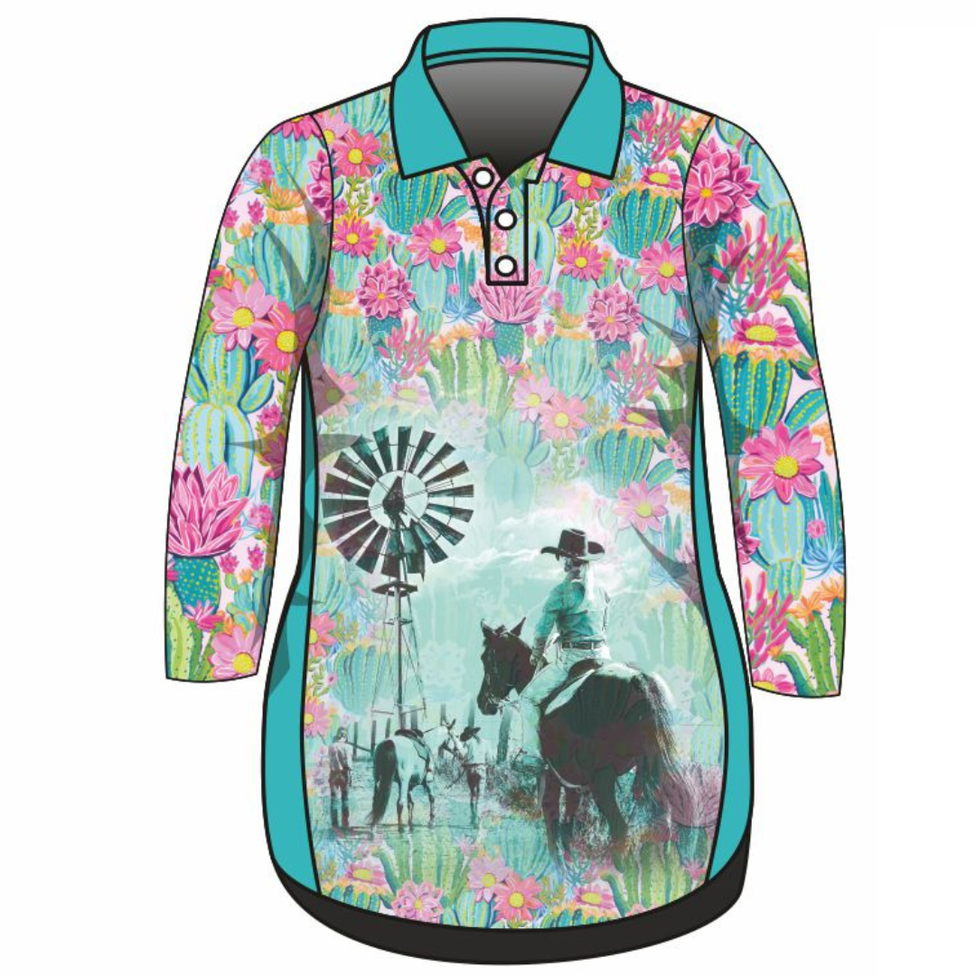 Western | Cowgirl Cactus Lifestyle Dress Long or Short Sleeve Z and TEE competition FISH FISHING fishing dress MATCHING matching dress PATTERN AND PLAIN DESIGNS PERSONALISED POCKETS Preorder reef reef fish