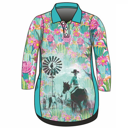 Western | Cowgirl Cactus Lifestyle Dress Long or Short Sleeve Z and TEE competition FISH FISHING fishing dress MATCHING matching dress PATTERN AND PLAIN DESIGNS PERSONALISED POCKETS Preorder reef reef fish