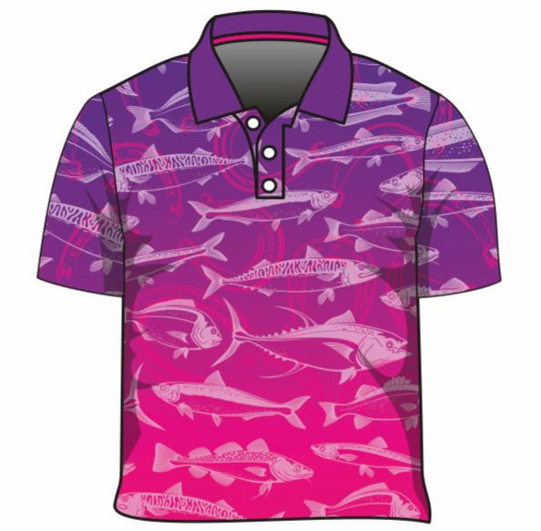 Fishing | Lucky Pattern Purple Pink Fishing Shirt Long or Short Sleeve Z and TEE camping FISH FISH DESIGNS FISHING fishing shirt fishing shirts GIRL GIRL'S DESIGNS Girl's Fishing girls HER ALL KIDS KIDS ALL kids design KIDS DESIGNS Kids UV rated shirt LJM PATTERN AND PLAIN DESIGNS Preorder quick dry spo-default spo-disabled sun sun safe sun shirt sun shirts SUN SMART sunsafe sunsmart swim shirt uv Women women's WOMEN'S DESIGNS Women's Fishing Women's Fishing Shirt z&tee