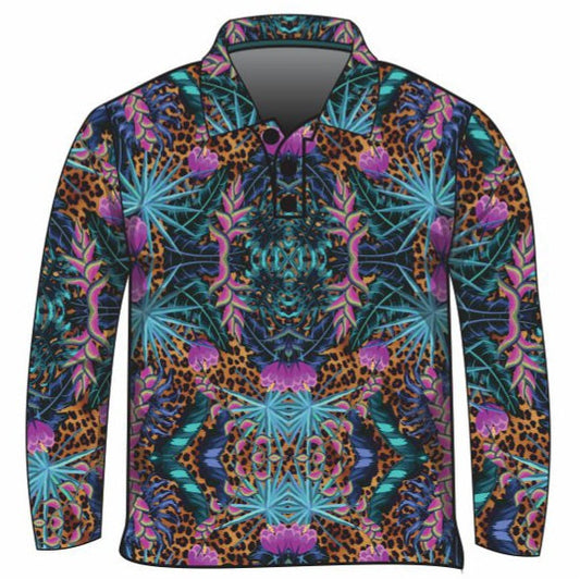 Tropical | Wild Side Shirt Long or Short Sleeve Z and TEE Aussie Australia Australia Day Australian Australiana camping cruise Cruising fishing shirt girls KIDS KIDS ALL kids design KIDS DESIGNS Kids UV rated shirt koala leopard leopard print LJM PATTERN AND PLAIN DESIGNS Preorder quick dry spo-default spo-disabled sun sun shirt sun shirts sunsafe swim shirt tropical TROPICAL DESIGNS uv