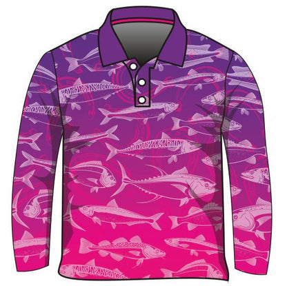 Fishing | Lucky Pattern Purple Pink Fishing Shirt Long or Short Sleeve Z and TEE camping FISH FISH DESIGNS FISHING fishing shirt fishing shirts GIRL GIRL'S DESIGNS Girl's Fishing girls HER ALL KIDS KIDS ALL kids design KIDS DESIGNS Kids UV rated shirt LJM PATTERN AND PLAIN DESIGNS Preorder quick dry spo-default spo-disabled sun sun safe sun shirt sun shirts SUN SMART sunsafe sunsmart swim shirt uv Women women's WOMEN'S DESIGNS Women's Fishing Women's Fishing Shirt z&tee