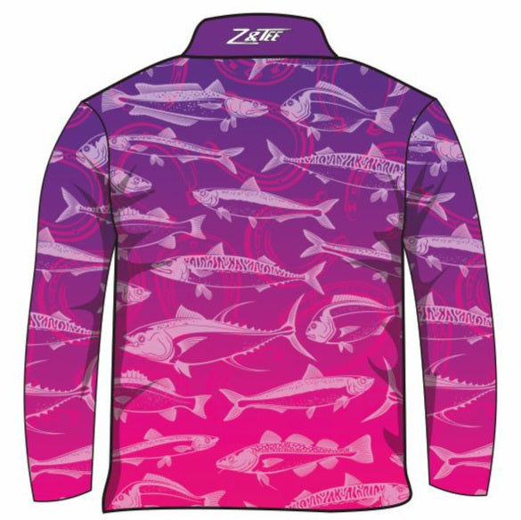 Fishing | Lucky Pattern Purple Pink Fishing Shirt Long or Short Sleeve Z and TEE camping FISH FISH DESIGNS FISHING fishing shirt fishing shirts GIRL GIRL'S DESIGNS Girl's Fishing girls HER ALL KIDS KIDS ALL kids design KIDS DESIGNS Kids UV rated shirt LJM PATTERN AND PLAIN DESIGNS Preorder quick dry spo-default spo-disabled sun sun safe sun shirt sun shirts SUN SMART sunsafe sunsmart swim shirt uv Women women's WOMEN'S DESIGNS Women's Fishing Women's Fishing Shirt z&tee