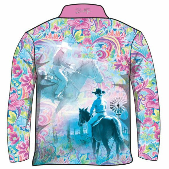 Western | Cowgirl Paisley Shirt Long or Short Sleeve Z and TEE country country music COUNTRY WESTERN DESIGNS cowgirl GIRL GIRL'S DESIGNS Girl's Fishing Girls HER ALL LJM Preorder quick dry spo-default spo-disabled sun sun safe sun shirt sun shirts SUN SMART sunsafe sunsmart uv western Women women's WOMEN'S DESIGNS work z&tee