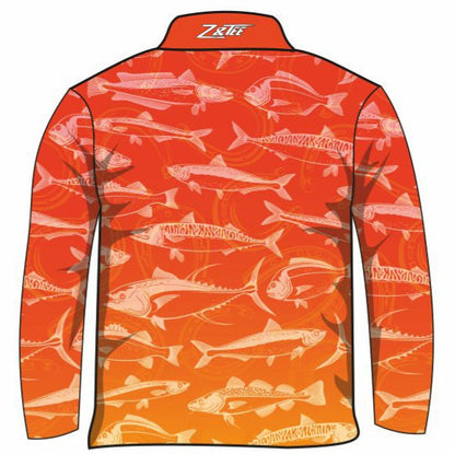 Fishing | Lucky Pattern Orange Fishing Shirt Long or Short Sleeve Z and TEE boy boys BOYS DESIGNS camping FISH FISH DESIGNS FISHING fishing shirt fishing shirts HER ALL KIDS KIDS ALL kids design KIDS DESIGNS Kids UV rated shirt LJM men MEN'S DESIGNS mens MENS DESIGNS PATTERN AND PLAIN DESIGNS Preorder quick dry spo-default spo-disabled sun sun safe sun shirt sun shirts SUN SMART sunsafe sunsmart swim shirt uv z&tee