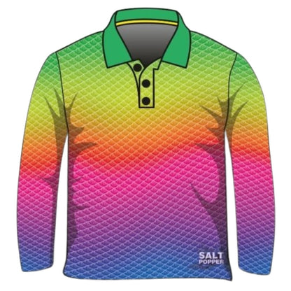Pattern | Salt and Popper Bright Rainbow Lure Shirt Long or Short Sleeve Z and TEE camping custom FISHING GIRL GIRL'S DESIGNS Girl's Fishing Girls LJM PATTERN AND PLAIN DESIGNS Preorder quick dry spo-default spo-disabled sun sun shirt sun shirts sunsafe uv Women WOMEN'S DESIGNS Women's Fishing Women's Fishing Shirt womens