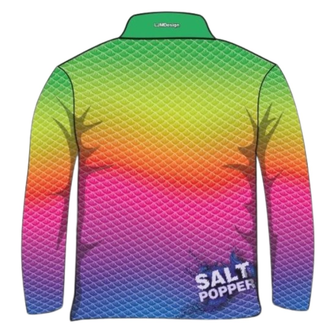 Pattern | Salt and Popper Bright Rainbow Lure Shirt Long or Short Sleeve Z and TEE camping custom FISHING GIRL GIRL'S DESIGNS Girl's Fishing Girls LJM PATTERN AND PLAIN DESIGNS Preorder quick dry spo-default spo-disabled sun sun shirt sun shirts sunsafe uv Women WOMEN'S DESIGNS Women's Fishing Women's Fishing Shirt womens