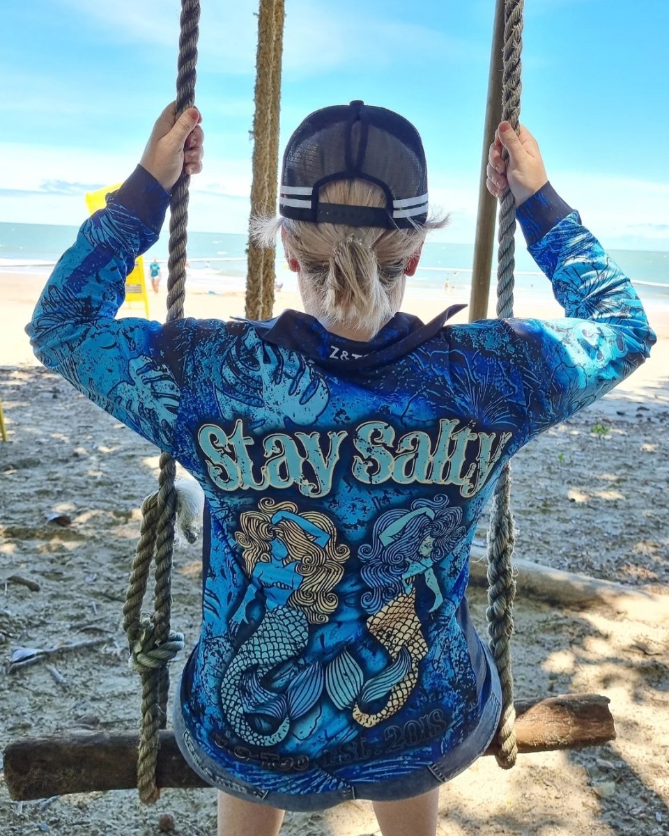 Stay Salty | Mermaid Aqua Shirt Long or Short Sleeve Z and TEE blue camping fishing ladies LJM mermaid Preorder quick dry spo-default spo-disabled sun sun shirt sun shirts sunsafe uv Women women's WOMEN'S DESIGNS