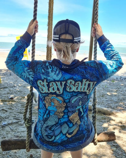 Stay Salty | Mermaid Aqua Shirt Long or Short Sleeve Z and TEE blue camping fishing ladies LJM mermaid Preorder quick dry spo-default spo-disabled sun sun shirt sun shirts sunsafe uv Women women's WOMEN'S DESIGNS