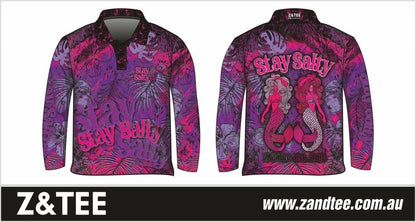 Stay Salty | Mermaid Pink Shirt Long or Short Sleeve Z and TEE camping fishing GIRLS DESIGNS LJM men mens Preorder quick dry spo-default spo-disabled sun sun shirt sun shirts sunsafe uv WOMEN'S DESIGNS