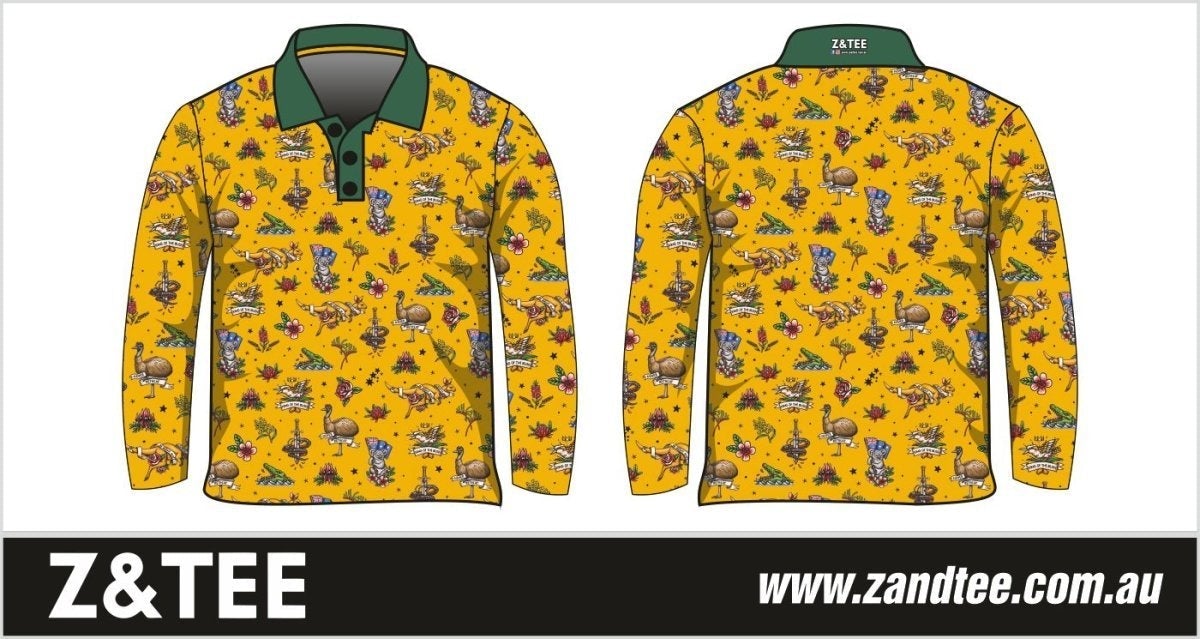 Australian | Straya Gold Shirt Long or Short Sleeve Z and TEE Australia Australia Day Australian camping COUNTRY WESTERN DESIGNS fishing LJM MEN'S DESIGNS Preorder quick dry spo-default spo-disabled sun sun shirt sun shirts sunsafe uv western