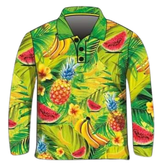 Tropical | Tropical Fruit Friday Shirt Long or Short Sleeve Z and TEE camping cruise fishing LJM Preorder quick dry spo-default spo-disabled sun sun shirt sun shirts sunsafe tropical TROPICAL DESIGNS uv