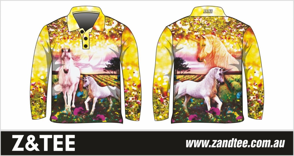 Kids | Unicorn Fields Shirt Z and TEE camping fishing GIRL Girls GIRLS DESIGNS LJM Preorder quick dry spo-default spo-disabled sun sun shirt sun shirts sunsafe uv