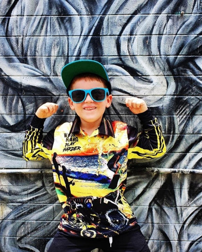 Extreme | Work Hard Play Harder Yellow Shirt Z and TEE boy boys BOYS DESIGNS camping fishing LJM men MEN'S DESIGNS mens Preorder quick dry spo-default spo-disabled sun sun shirt sun shirts sunsafe uv xtreme