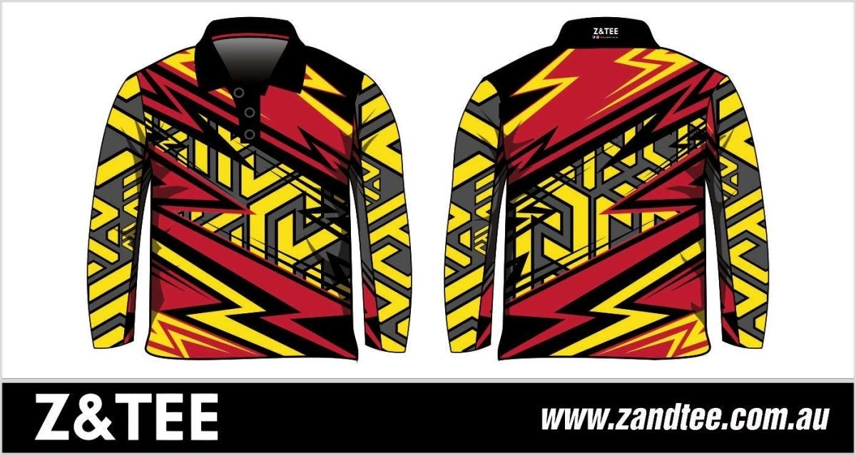 Extreme | Lightning Yellow Red Shirt Z and TEE 4wd 4x4 4X4 DESIGNS boy boys BOYS DESIGNS camping fishing LJM men MEN'S DESIGNS mens Preorder quick dry spo-default spo-disabled sun sun shirt sun shirts sunsafe uv xtreme