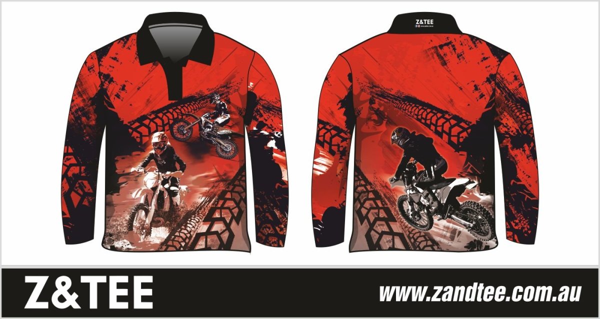 Extreme | Motorbike Red Shirt Long or Short Sleeve Z and TEE boy boys BOYS DESIGNS camping dirt bike fishing honda LJM men MEN'S DESIGNS mens MENS DESIGNS Preorder quick dry spo-default spo-disabled sun sun shirt sun shirts sunsafe uv xtreme