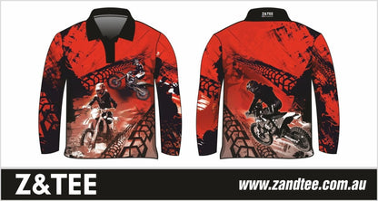 Extreme | Motorbike Red Shirt Long or Short Sleeve Z and TEE boy boys BOYS DESIGNS camping dirt bike fishing honda LJM men MEN'S DESIGNS mens MENS DESIGNS Preorder quick dry spo-default spo-disabled sun sun shirt sun shirts sunsafe uv xtreme